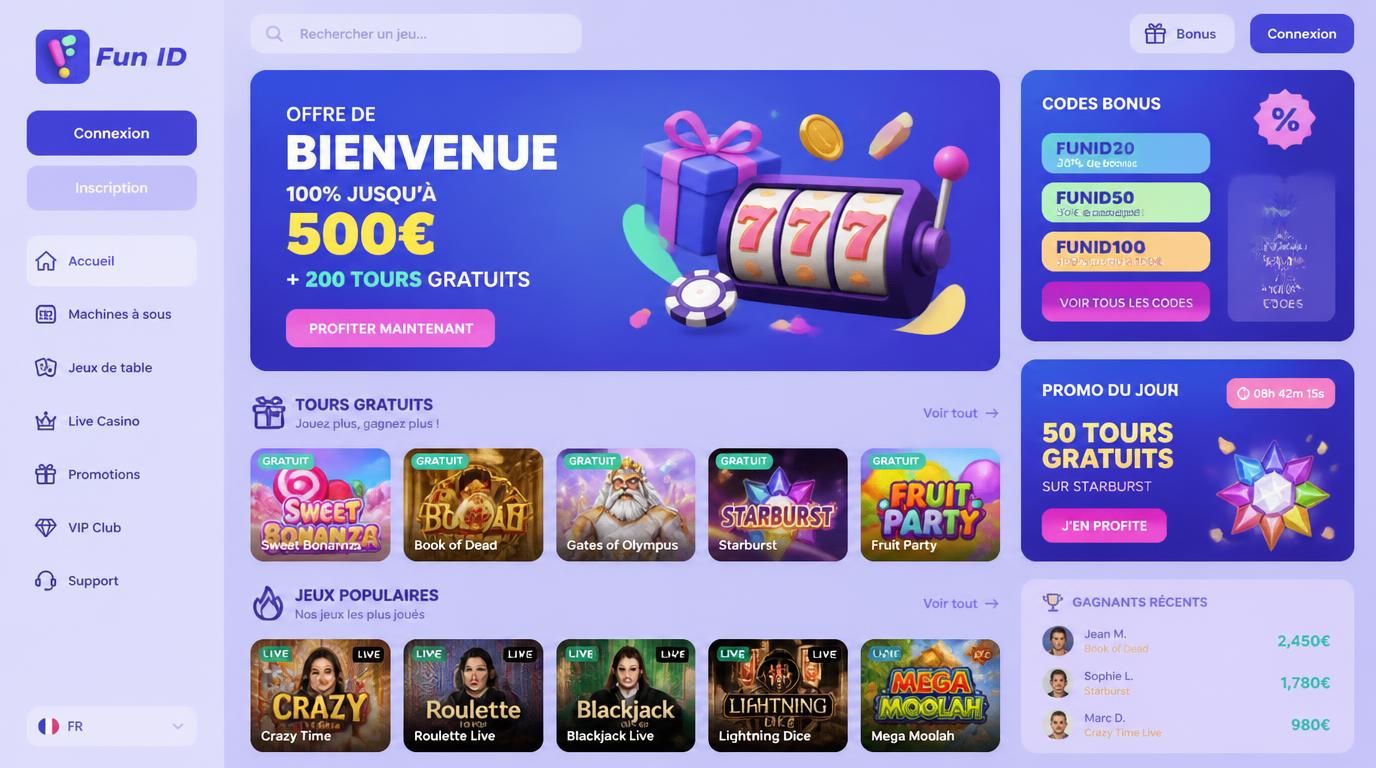 Offre de bienvenue avec bonus et promotions
